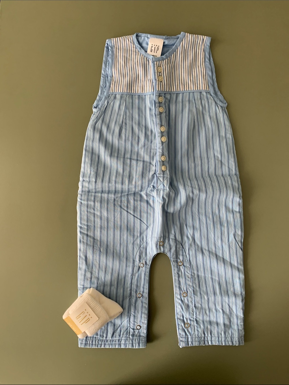 GAP Blue and White Striped Sleeveless Romper